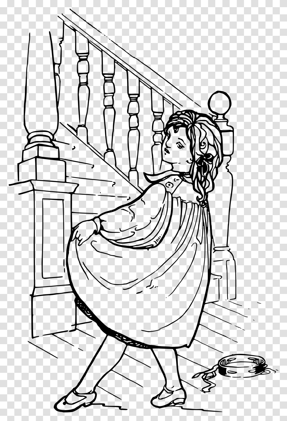 Dancing Girl And Stairs Clip Arts Girl Going Down Stairs Black And White Clipart, Gray, World Of Warcraft Transparent Png