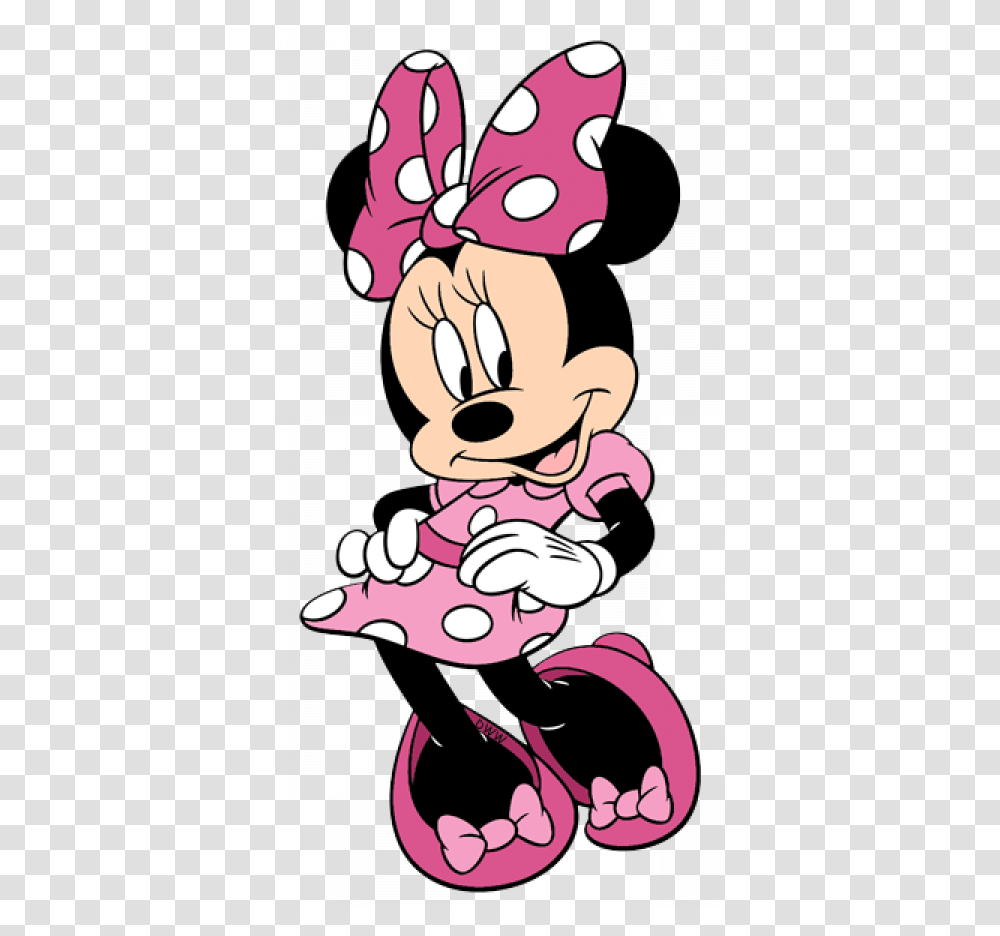 Dancing Minnie Mouse Pink Heart Background Clipart Minnie Mouse With Pink Dress, Poster, Mammal, Animal Transparent Png