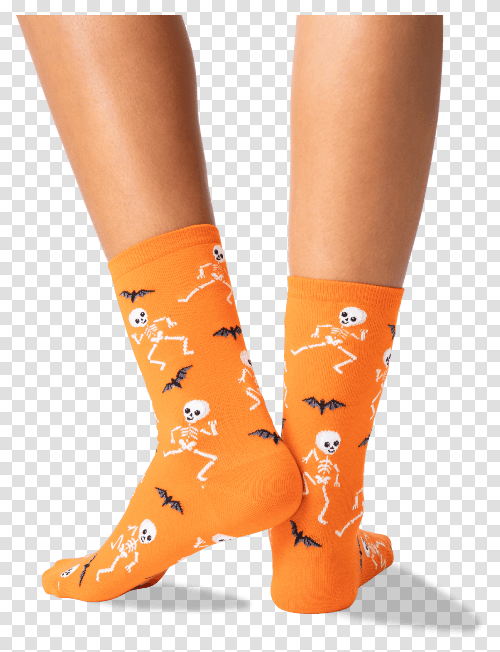 Dancing Skeletons Crew Socks Orange For Teen, Clothing, Apparel, Footwear, Shoe Transparent Png