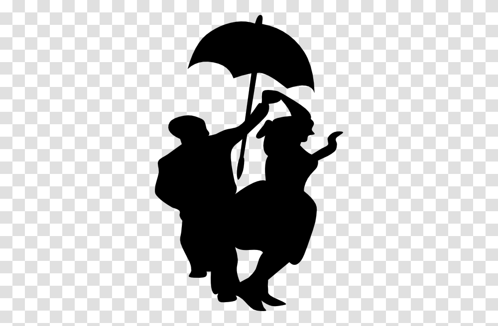 Dancing Under Umbrella Clip Art, Silhouette, Stencil, Person, Human Transparent Png