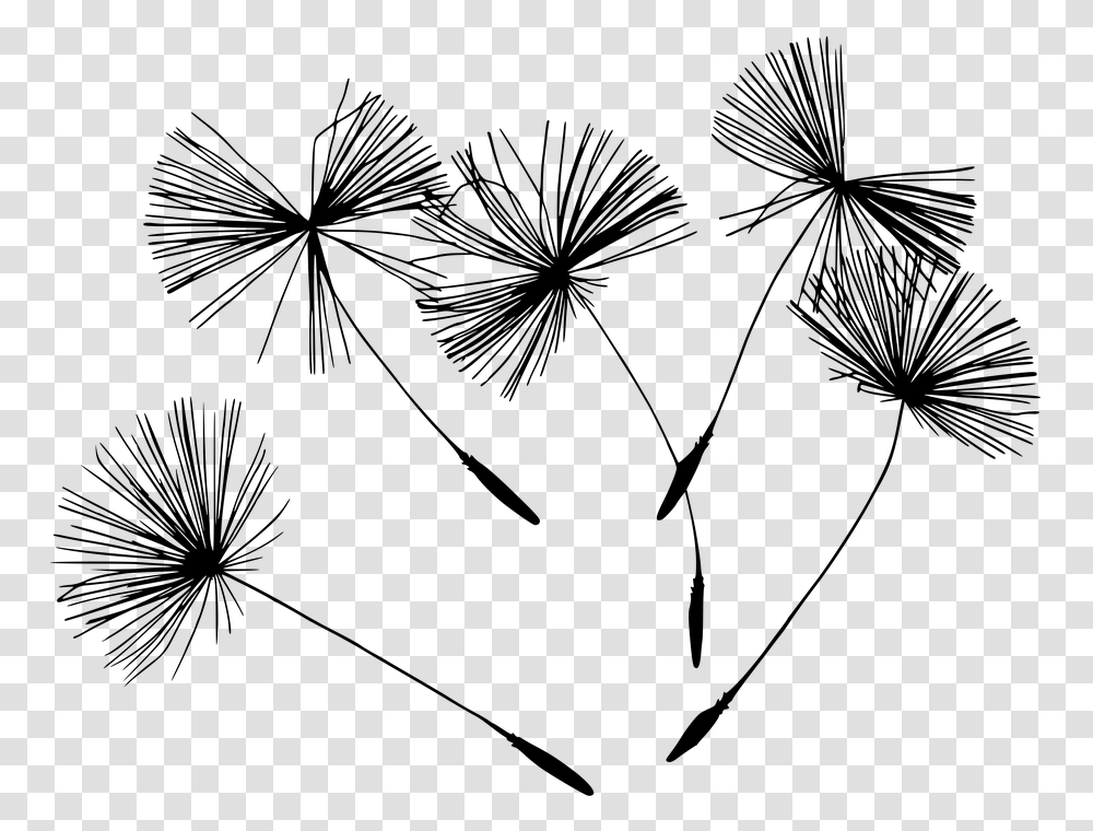 Dandelion Blowball Flowers Nature Plant Blossom Holistic Health Clip Art Black And White, Gray, World Of Warcraft Transparent Png