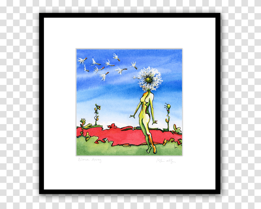 Dandelion Seed Head In The Wind Picture Frame, Bird, Person, Modern Art Transparent Png
