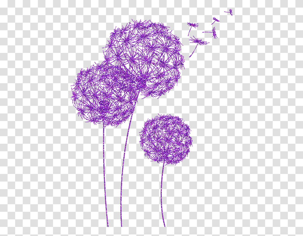 Dandelions Purple Glitter Dandelion Flower Drawing, Plant, Cushion, Blossom Transparent Png