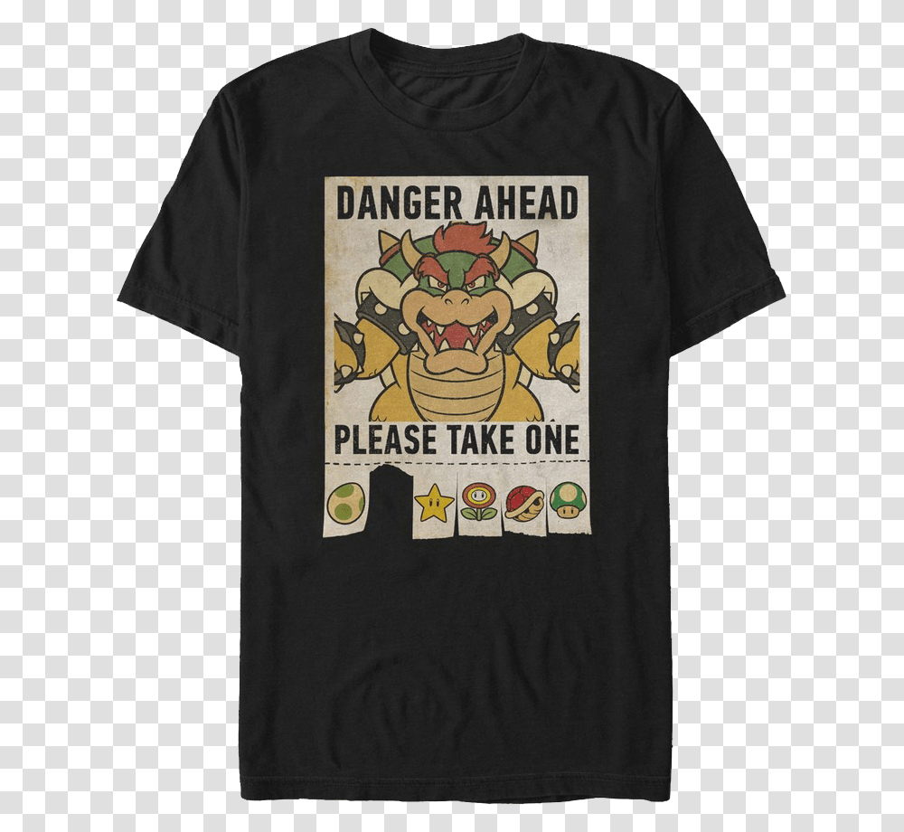Danger Ahead Super Mario Bros T Shirt, Apparel, T-Shirt, Person Transparent Png
