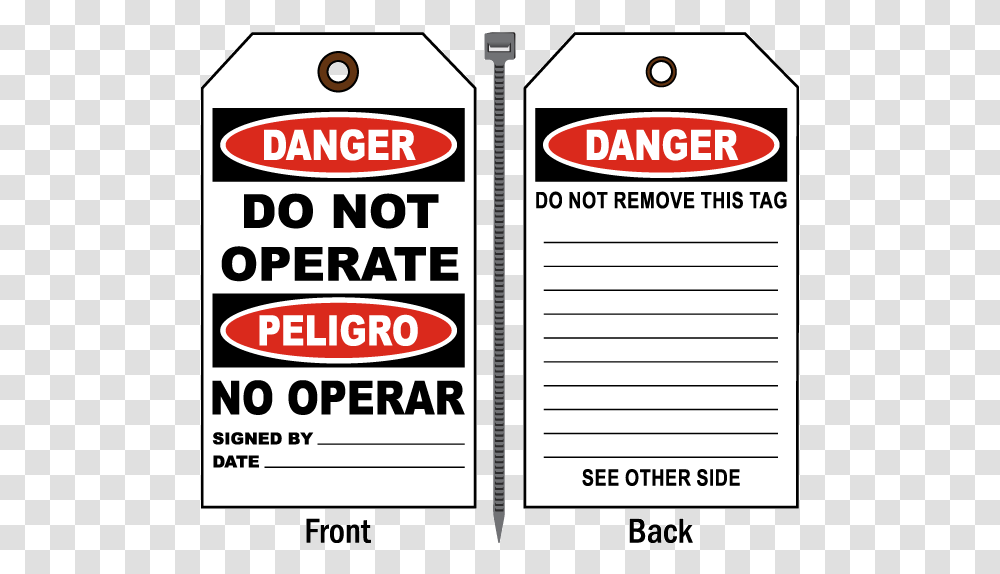 Danger Do Not Operate Tag Peligro, Label, Advertisement, Paper Transparent Png