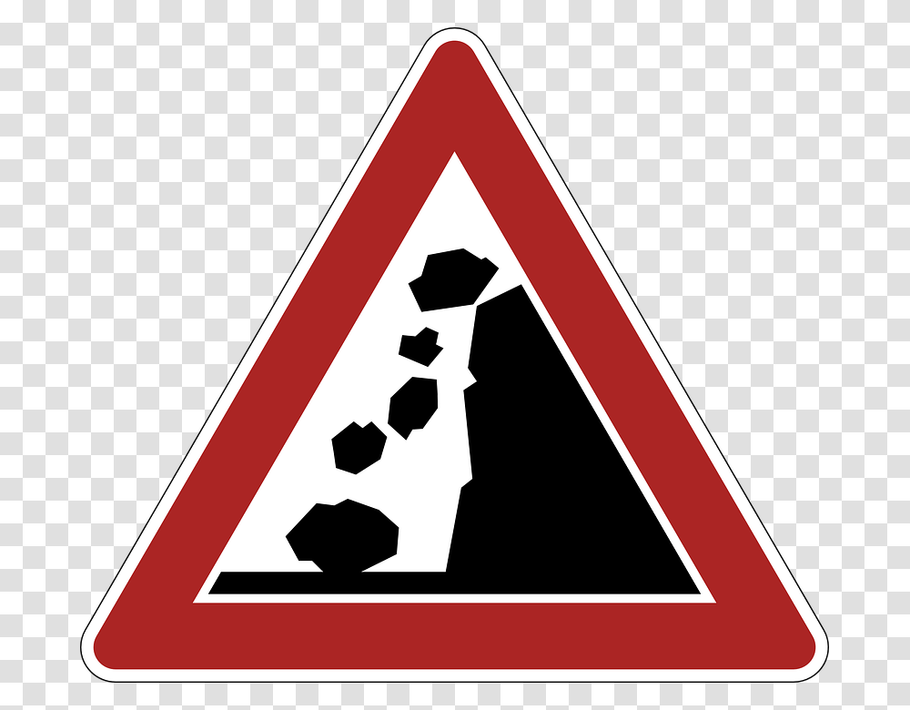 Danger Falling Rocks Signage Warning Caution, Triangle, Road Sign Transparent Png