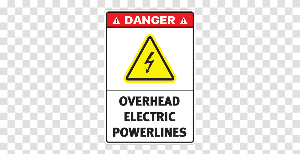 Danger Overhead Electric Power Lines Traffic Sign, Road Sign Transparent Png