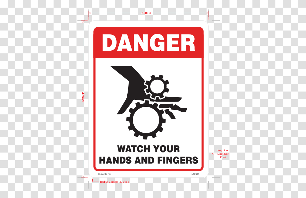 Danger Watch Your Hands And Fingers Styrene Sign Automatic Machinery Warning Sign, Road Sign, Label Transparent Png
