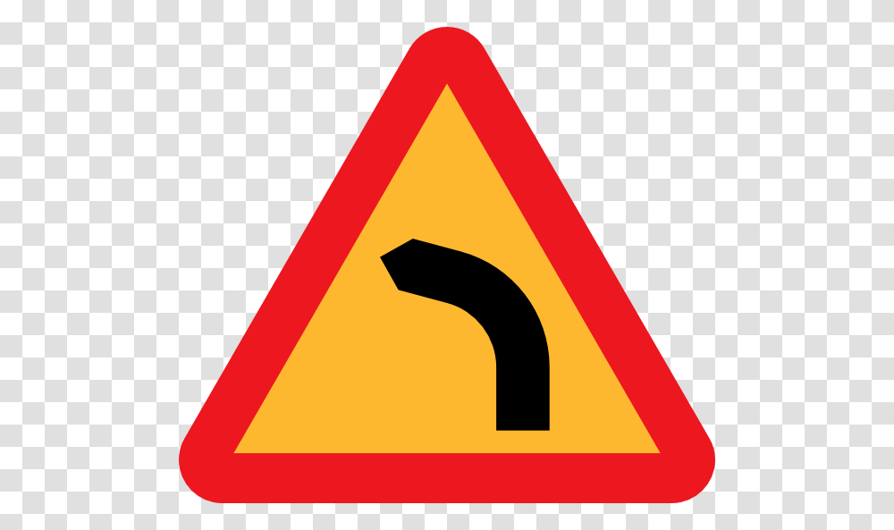 Dangerous Bend Bend To Left Clip Art Free Vector, Road Sign, Stopsign Transparent Png