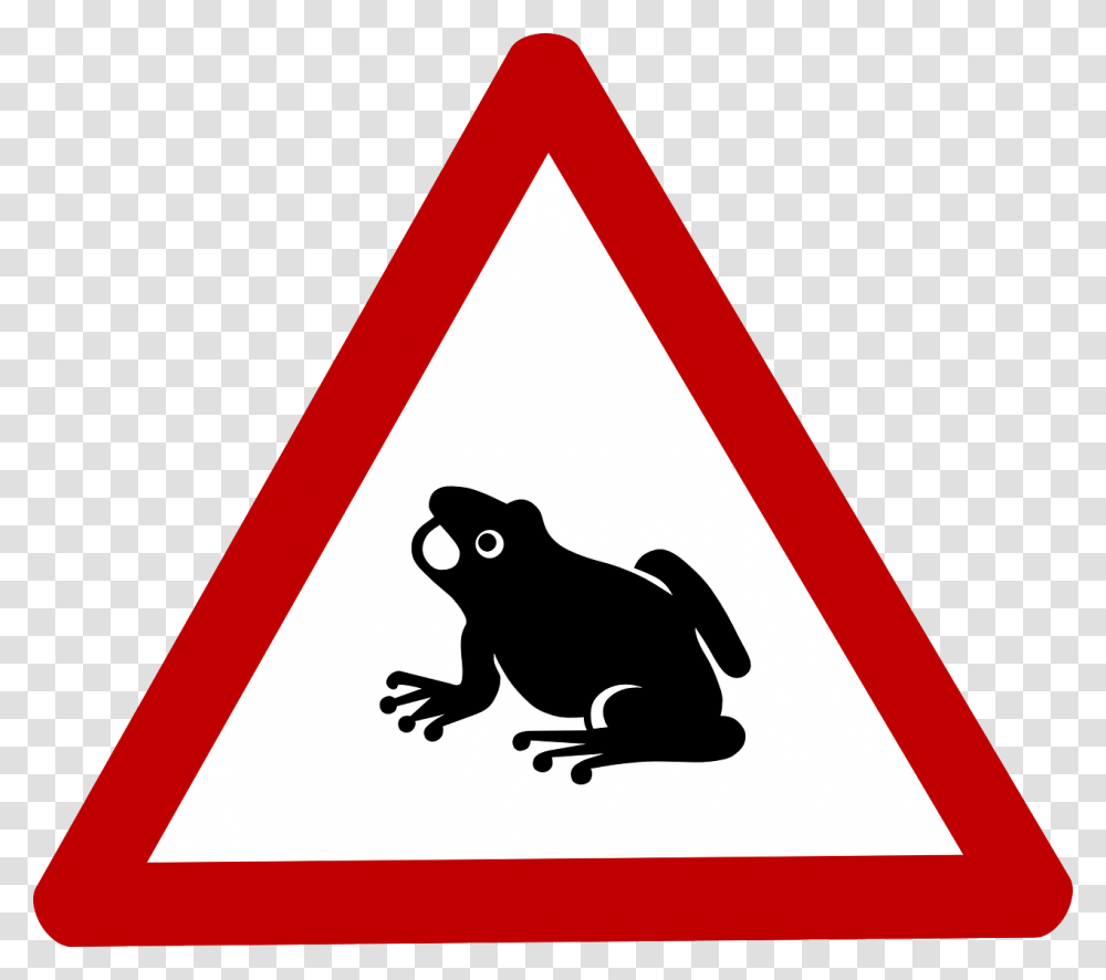 Dangerous Bend Warning Road Sign Loose Gravel Road Sign, Triangle, Amphibian, Wildlife Transparent Png