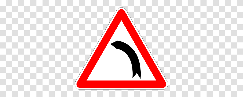 Dangerous Curve To The Left Transport, Road Sign, Triangle Transparent Png