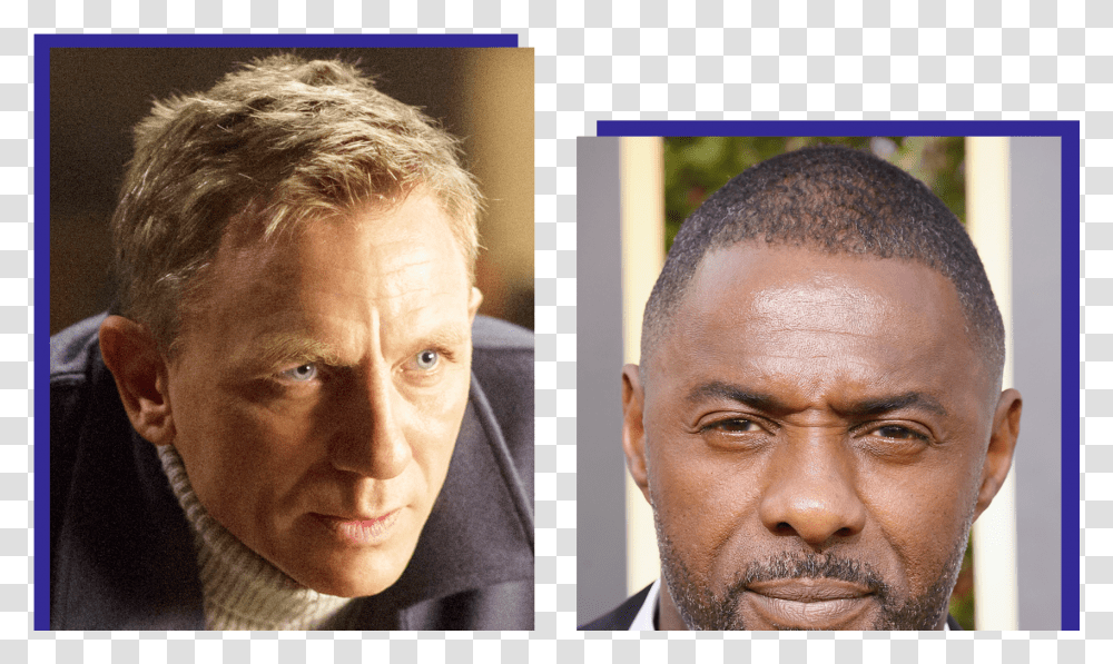 Daniel Craig And Idris Elba 25 Bond Shooting, Face, Person, Human, Collage Transparent Png