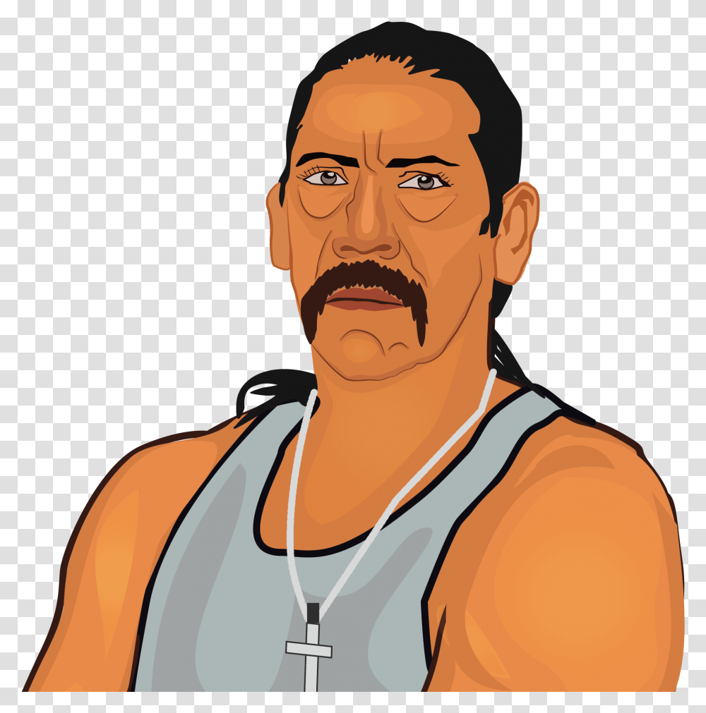 Danny Trejo Mexican Actor By Shalini Cartoon, Person, Human, Pendant, Mustache Transparent Png