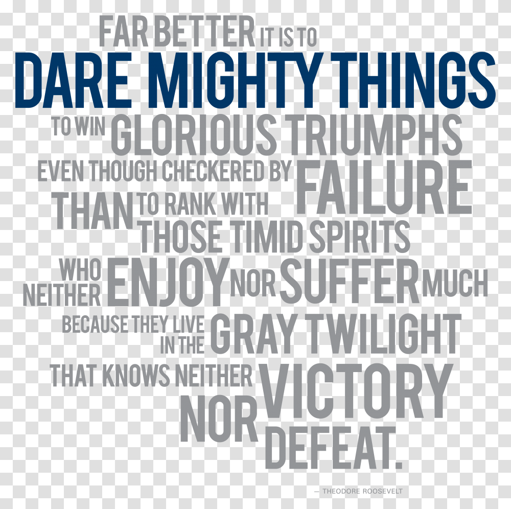 Dare Dare Mighty Things Quote, Word, Flyer, Poster Transparent Png