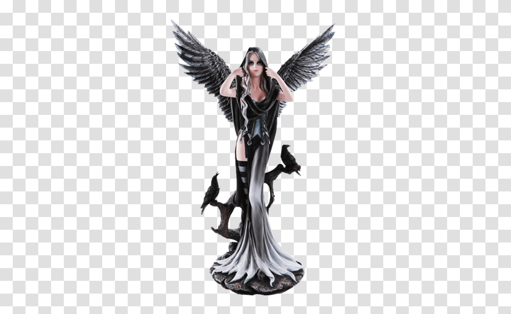 Dark Angel With Ravens Statue, Person, Human, Archangel Transparent Png