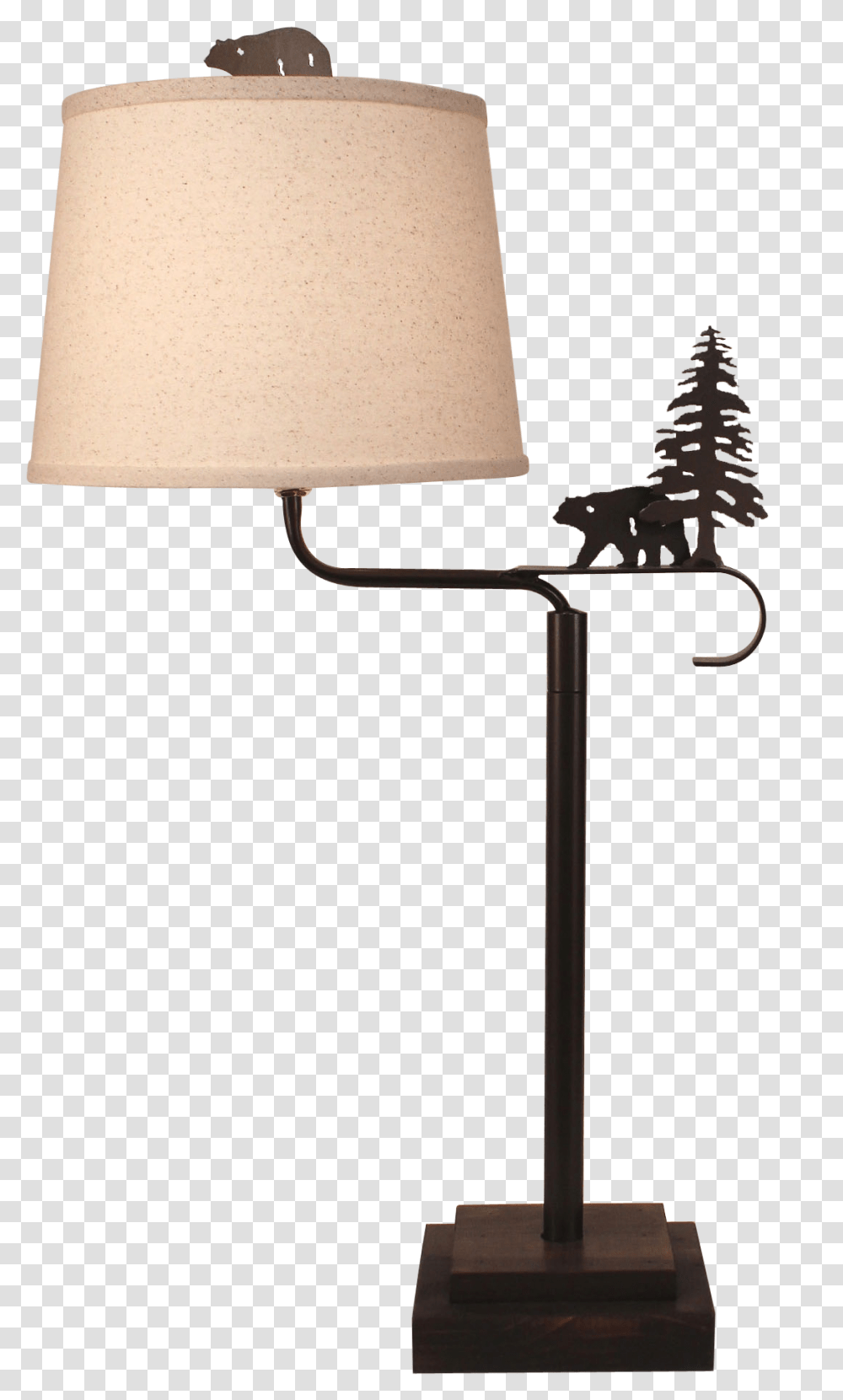 Dark Bronze Iron Swing Arm Table Lamp With Wooden Base Lamp, Lampshade, Cross Transparent Png