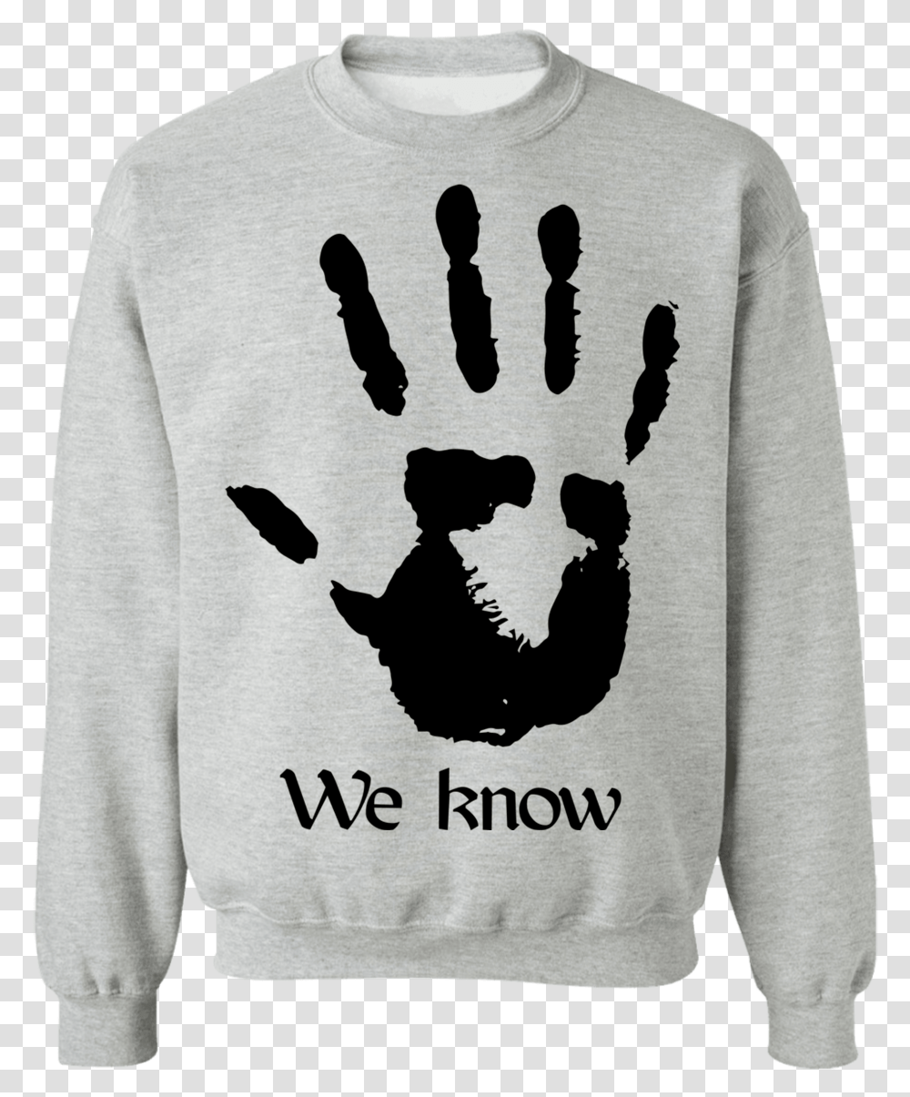 Dark Brotherhood We Know 3 Light Sweatshirt Sweater, Clothing, Apparel, Hoodie, Person Transparent Png