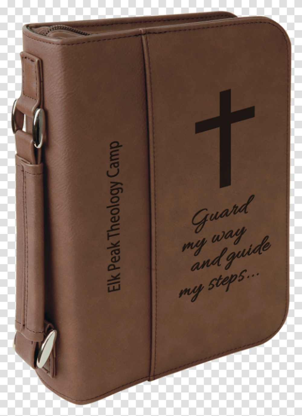 Dark Brown Leatherette Bookbible Cover With Zipper, Briefcase, Bag, Cross Transparent Png