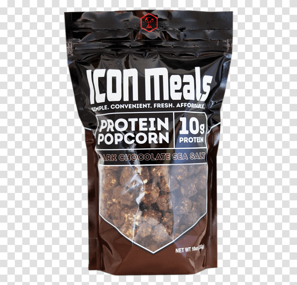 Dark Chocolate Sea Salt Power Popcorn By Icon Meals Popcorn, Plant, Food, Sweets, Dessert Transparent Png
