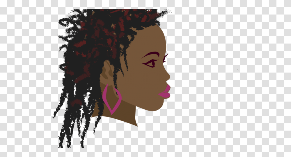 Dark Hair Clipart Afro Wig Black Girl Art Side Profile African Woman Drawing, Face, Graphics, Head, Accessories Transparent Png