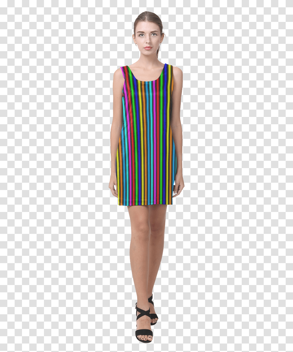 Dark Multicolored Vertical Stripes Helen Sleeveless Tie Dye Purple Gold And Green, Apparel, Skirt, Female Transparent Png