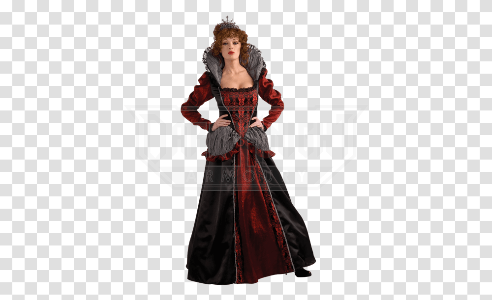 Dark Queen Womens Evil Witch Victorian Gothic Skull Gown Halloween Costume, Clothing, Apparel, Person, Human Transparent Png