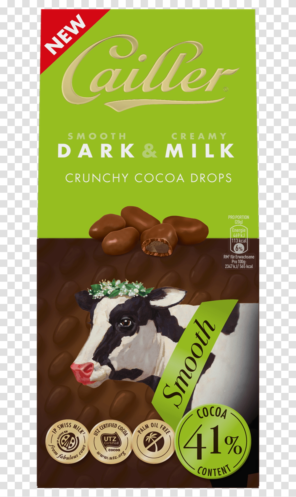 Darkampmilk Crunchy Cocoa Drops 41 Smooth Cacao 80g Cailler Dark And Milk, Cow, Mammal, Animal, Poster Transparent Png