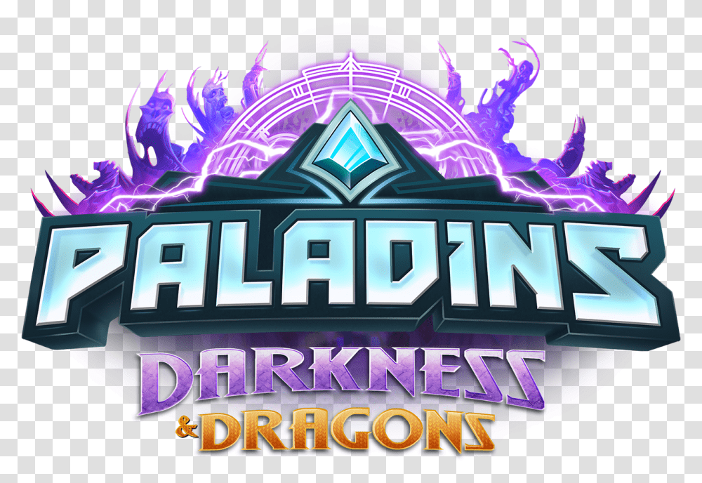 Darkness Dragons Battle Pass Paladins Logo, Purple, Theme Park, Amusement Park, Advertisement Transparent Png