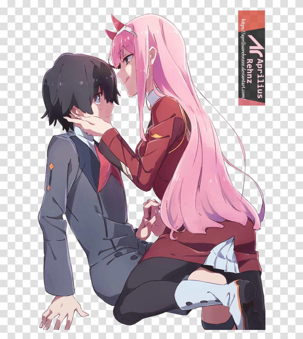 Darling In The Franxx Hiro And Zero Two, Comics, Book, Manga, Person Transparent Png