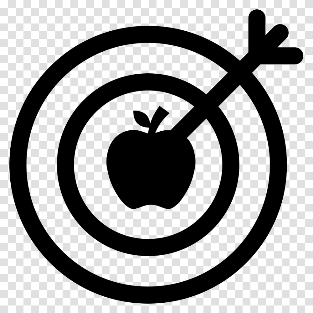 Dart On The Objective Center On An Apple Business Goal Icon, Plant, Food, Rug, Stencil Transparent Png