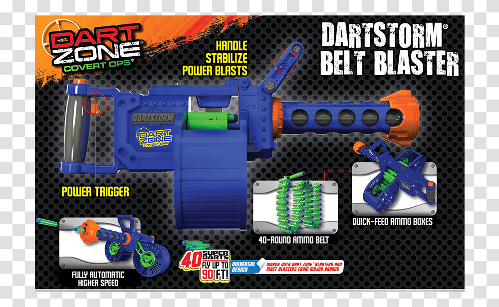 Dart Zone Dartstorm Motorized Automatic Belt Blaster Toy, Pac Man Transparent Png