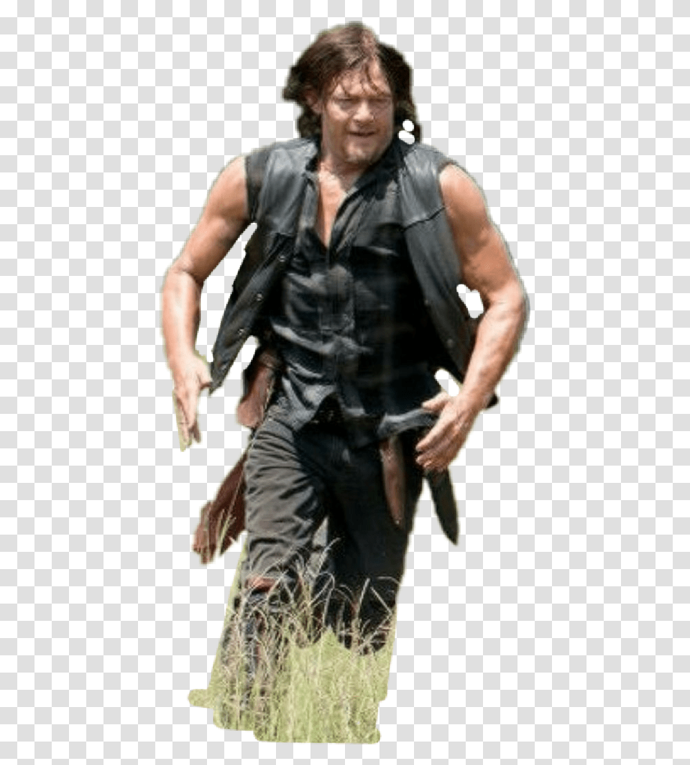 Daryl Dixon Leather Jacket, Person, Man, Ninja Transparent Png