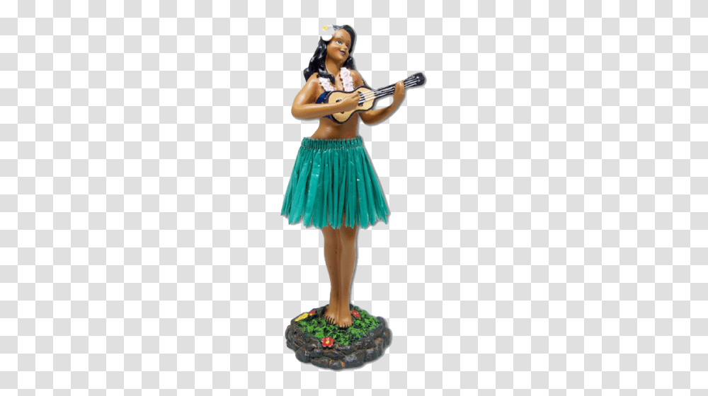 Dashboard Bobble Doll Hula Girl With Ukulele, Person, Toy, Skirt Transparent Png