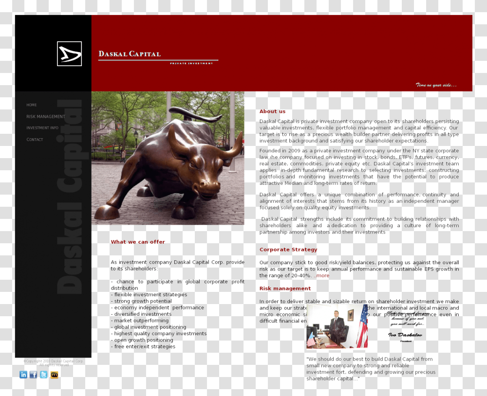 Daskal Capital Competitors Revenue And Employees Charging Bull, Mammal, Animal, Flyer, Poster Transparent Png