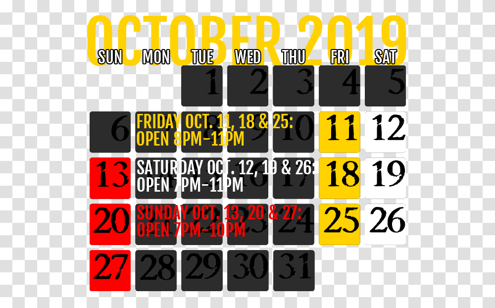 Dates Amp Hours Of Operation Graphics, Word, Number Transparent Png