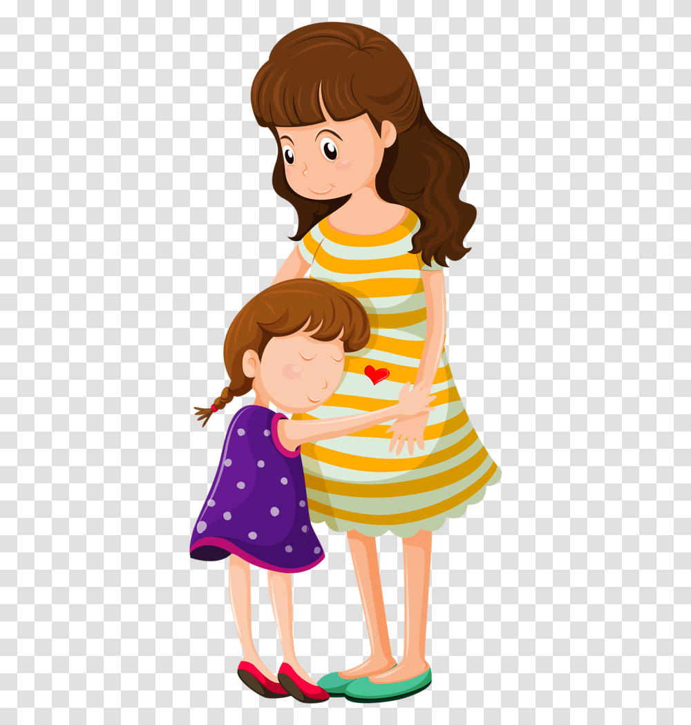Daughter Mother And Daughter Cartoon, Person, Female, Girl Transparent Png