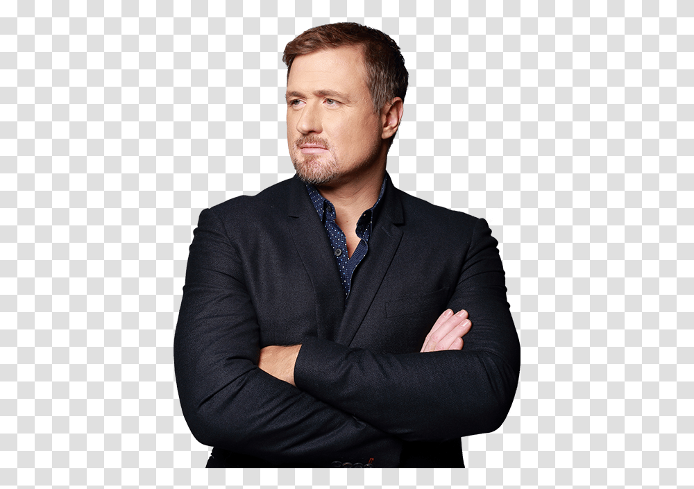 Dave Farrow Presentador Tn Vespre Tv3, Person, Human, Suit, Overcoat Transparent Png