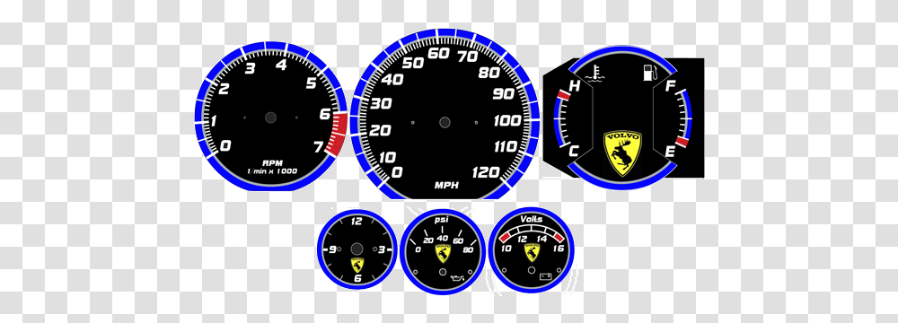 Daves Volvo 240 White Face Gauges Gauge, Tachometer Transparent Png