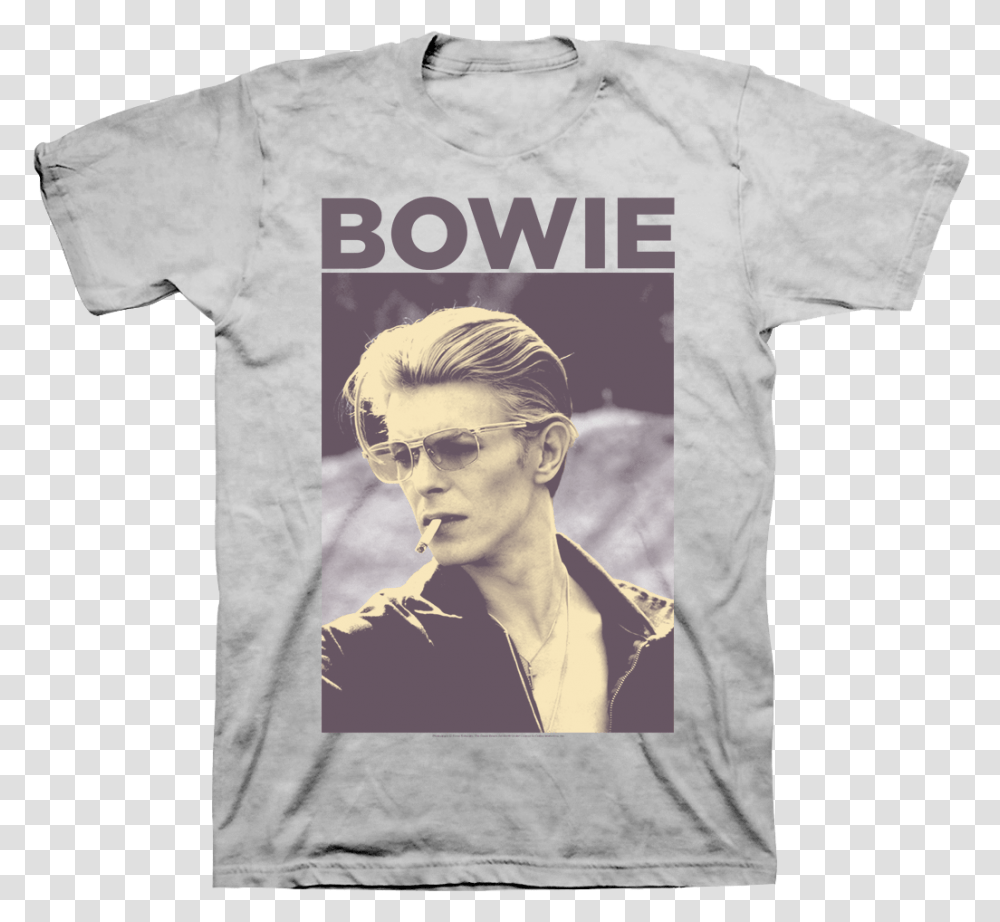 David Bowie Smoking Silver Grey T Shirt David Bowie Smoking T Shirt, Apparel, Person, Human Transparent Png