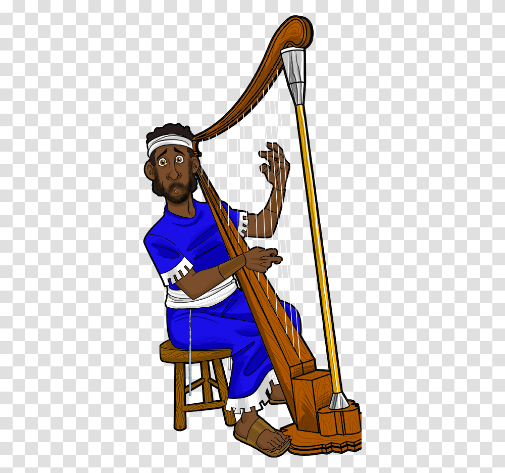 David Playing The Harp Cartoon, Bow, Musical Instrument, Person, Human Transparent Png