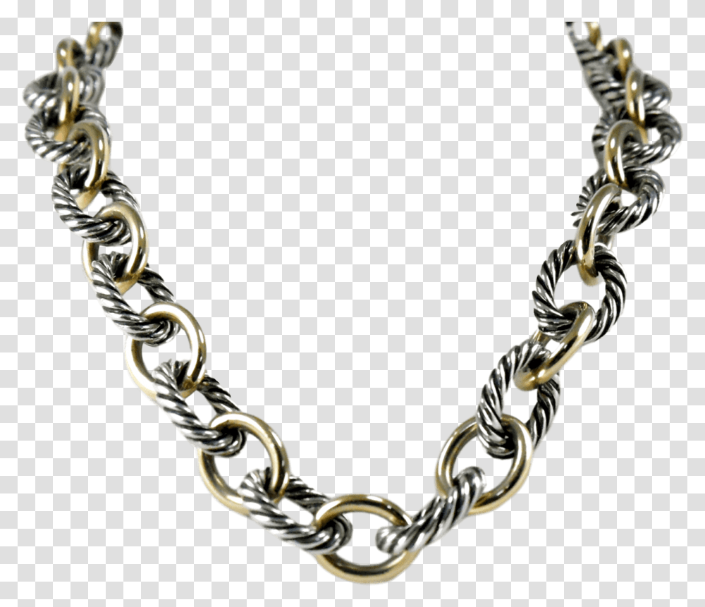 David Yurman 18k Gold And Sterling Silver Twisted Necklace Chain, Bracelet, Jewelry, Accessories, Accessory Transparent Png