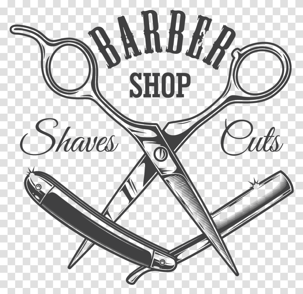 Davis Barber Shop Shave And Haircuts Center Barber Shop Logo, Scissors, Blade, Weapon, Weaponry Transparent Png