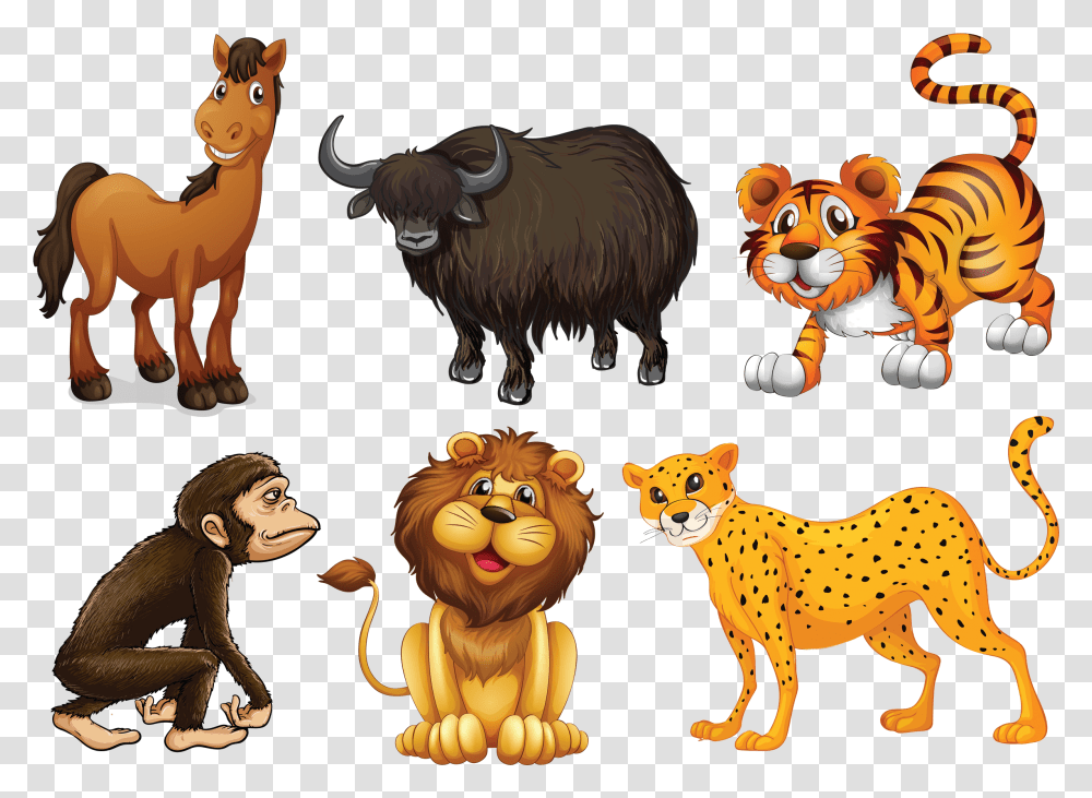 Day Camp Shac Cartoon Four Legged Animals, Mammal, Wildlife, Buffalo, Cheetah Transparent Png