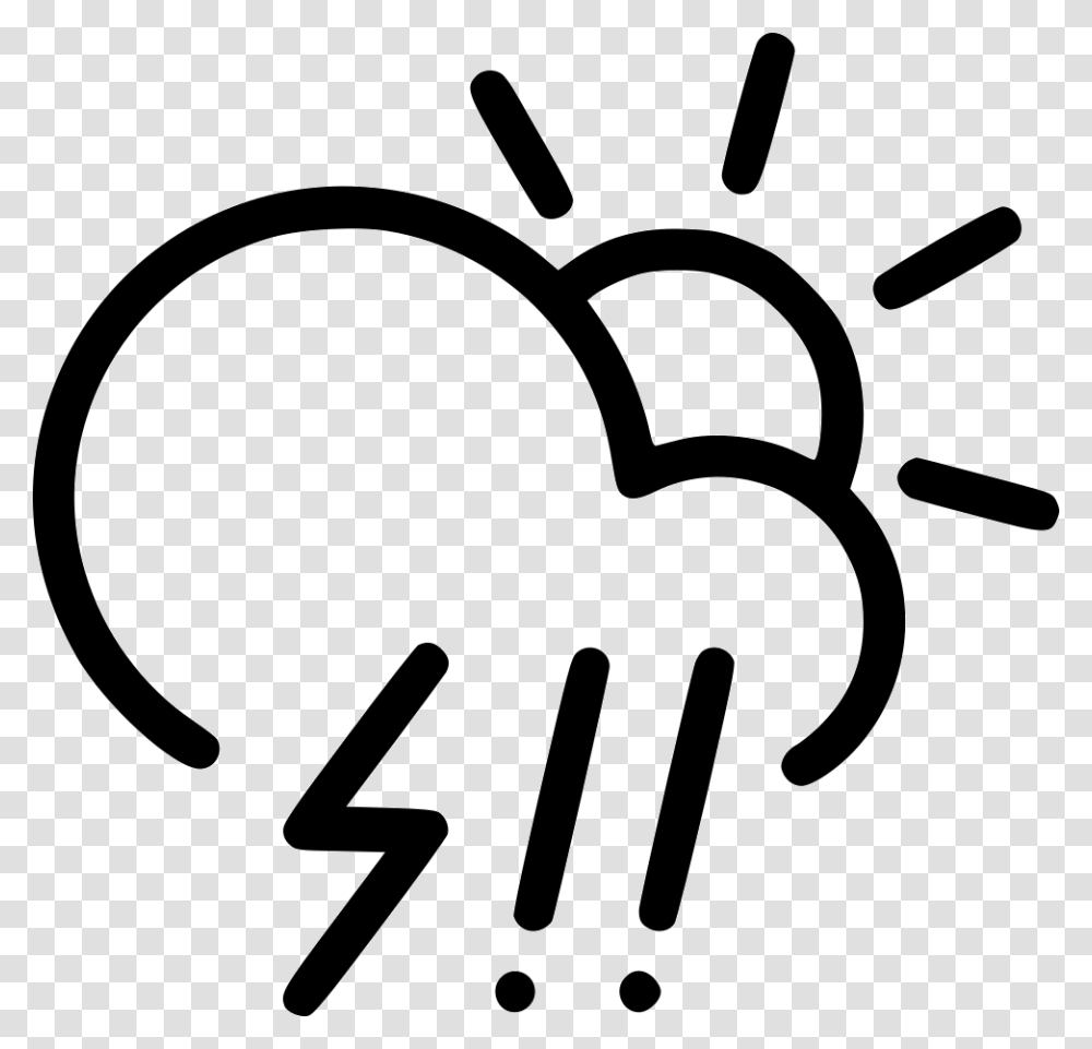 Day Hail Storm Cloud Lightning Rain Sun Sun And Wind Icon, Stencil, Hand, Logo Transparent Png