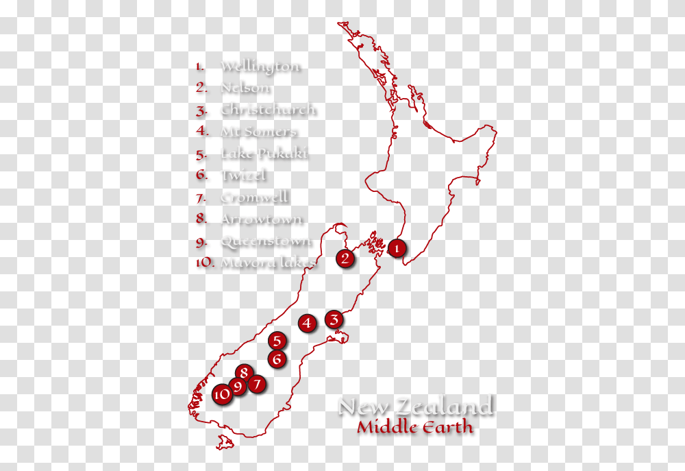 Day Lotr Tour Map Lord Of The Rings Sites South Island, Plot, Nature, Outdoors Transparent Png