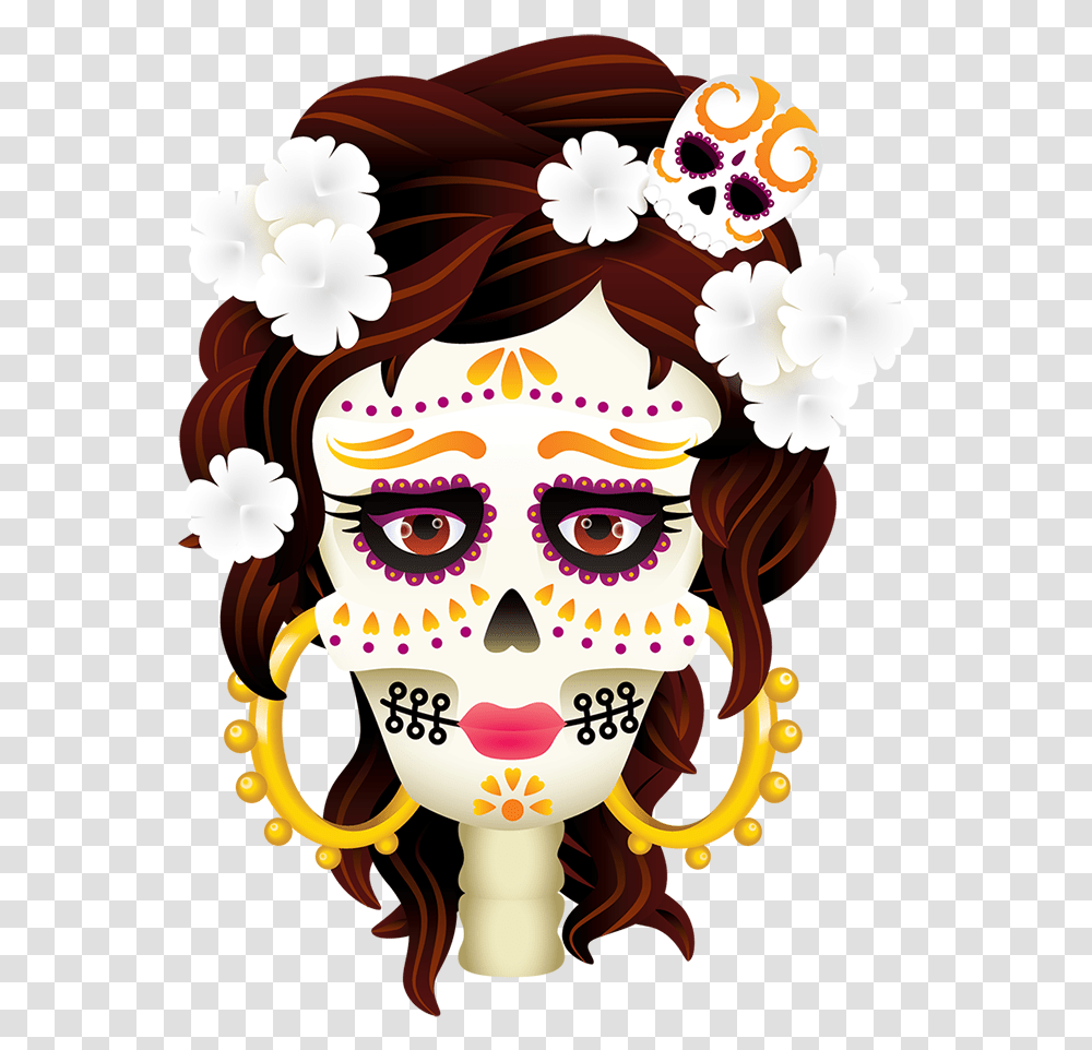 Day Of The Dead Candles Clipart Catrina Day Mexican Skull With, Doodle, Drawing, Face Transparent Png