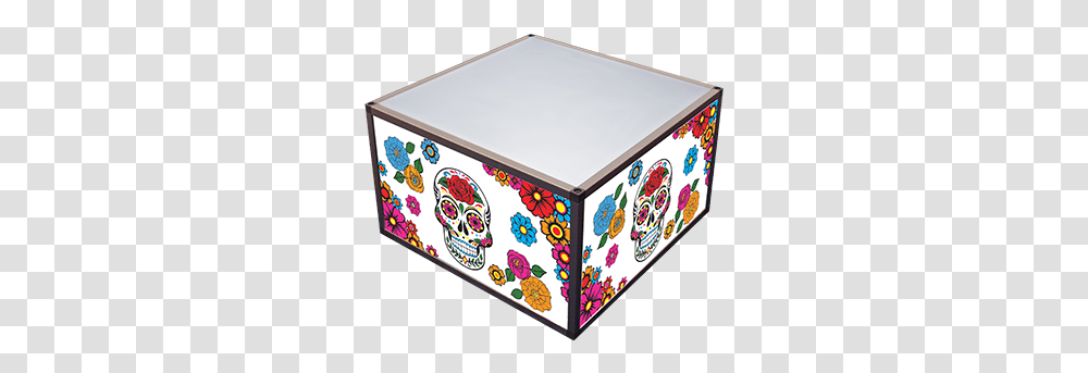 Day Of The Dead Coffee Table With Sugar Skull & Flowers, Porcelain, Art, Pottery, Furniture Transparent Png