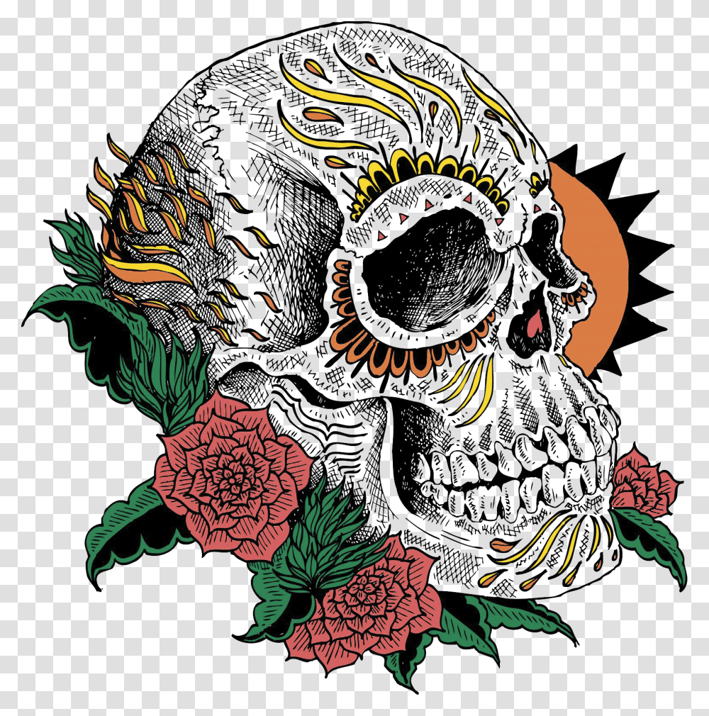 Day Of The Dead Flowers Clipart Day Of The Dead, Doodle, Drawing, Person Transparent Png