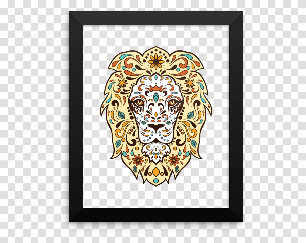 Day Of The Dead Lion Download Dia De Los Muertos Lion Sugar Skull, Floral Design, Pattern Transparent Png