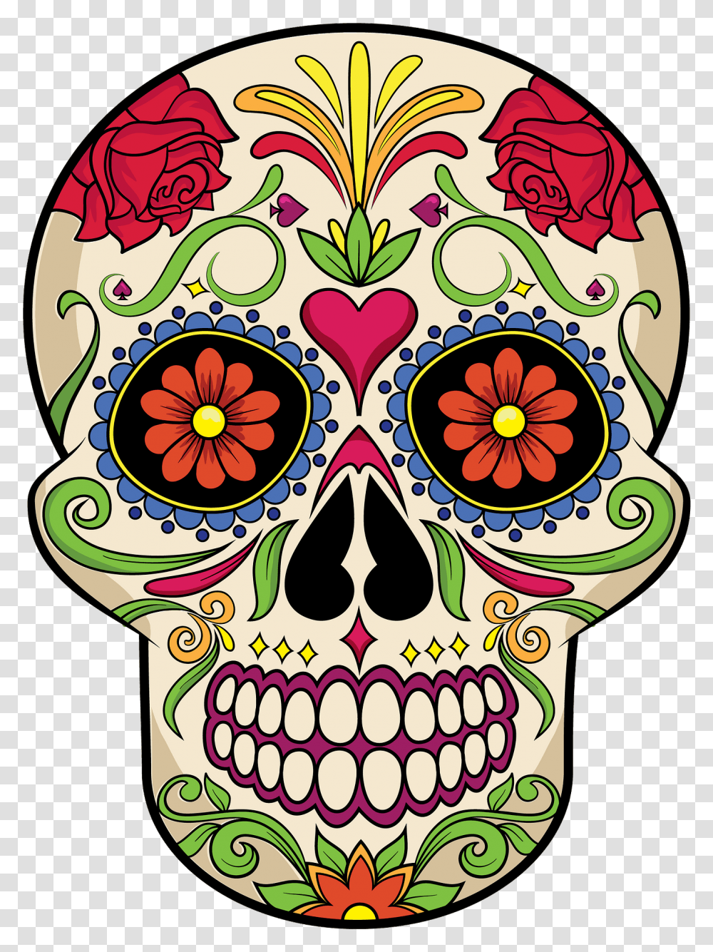 Day Of The Dead Skeleton, Floral Design, Pattern Transparent Png